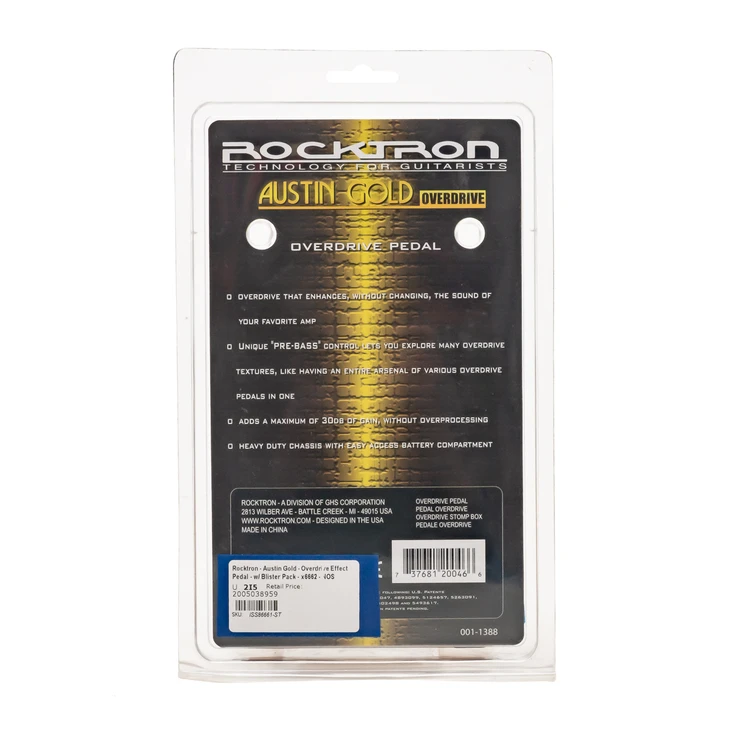 ISS86661-ST Rocktron - Austin Gold - Overdrive Effect Pedal - w/ Blister Pack - x6662 - NOS