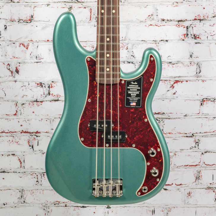 Fender - American Professional Classic Precision Bass - Bass Guitar - Rosewood Fingerboard - Faded Sherwood Green Metallic - w/ Deluxe Gigbag