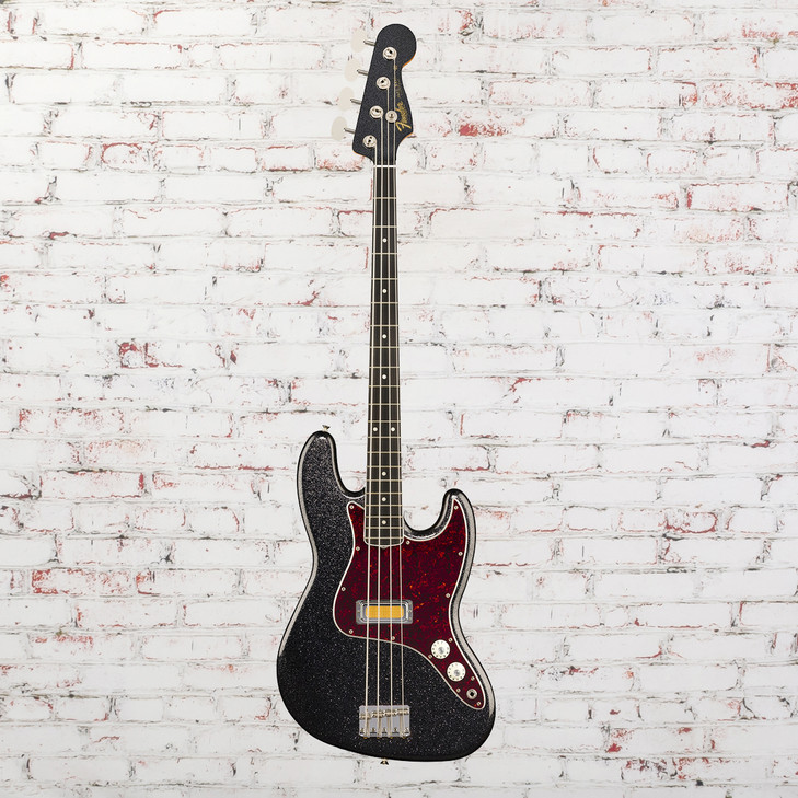 Fender - Limited Edition Jazz Bass Guitar w/ Gold Foil Pickup & Ebony Fingerboard - Black Sparkle