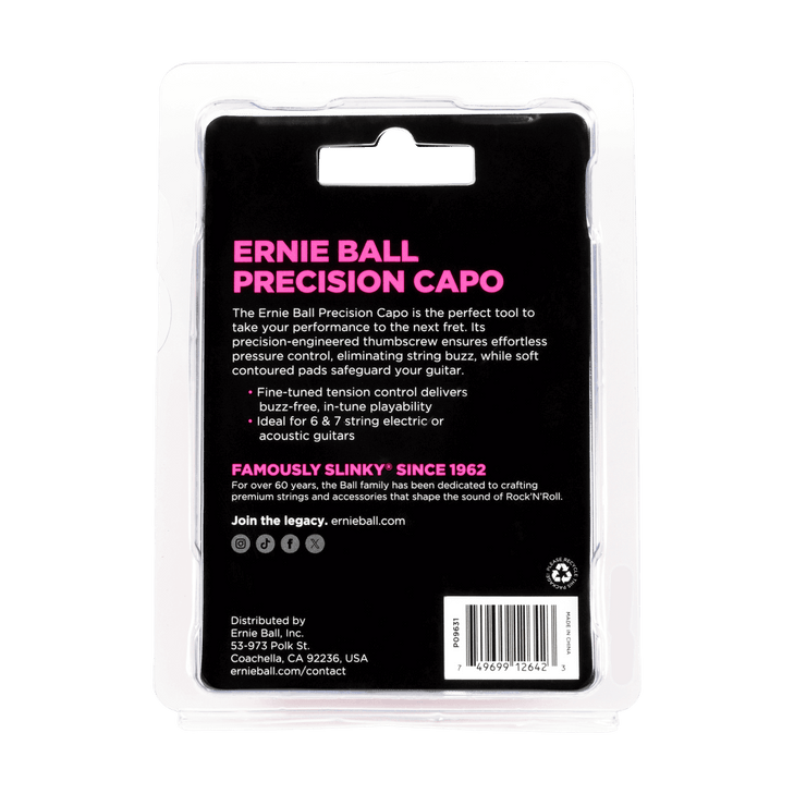 Ernie Ball - P09631 - Precision Guitar Capo - Black
