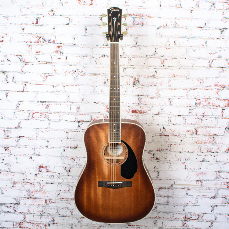 Fender - Paramount PD-220E Dreadnought Acoustic/Electric Solid Mahogany Aged Congac Burst w/ Hardshell Case - USED