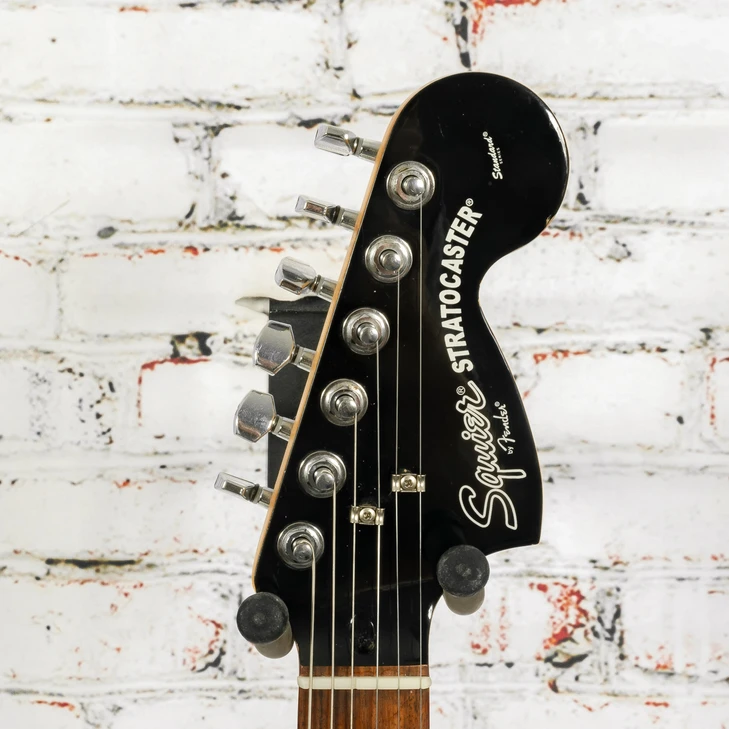 Squier - Standard Series Stratocaster Electric Guitar - Black with Mirror Pickgaurd - USED