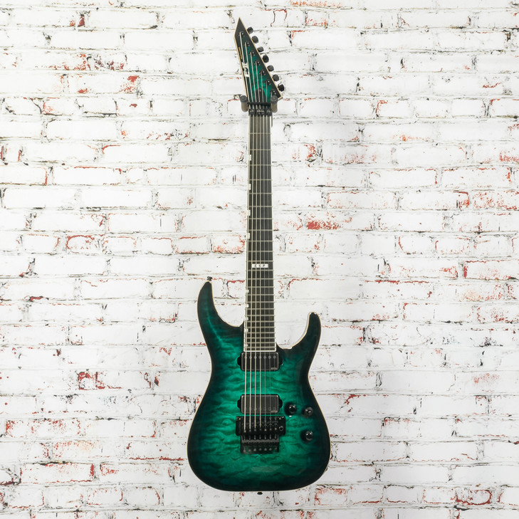 ESP - E-II Horizon FR-7 7-String Electric Guitar Black Turquoise Burst with OHSC - USED