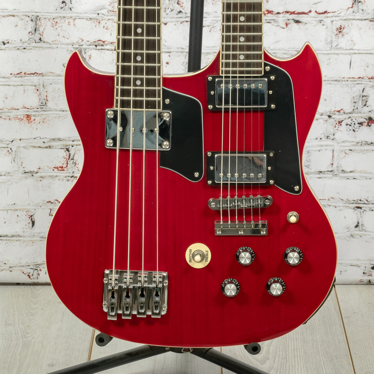 Cozart Double Neck Bass/Guitar Cherry Stain w/OHSC USED