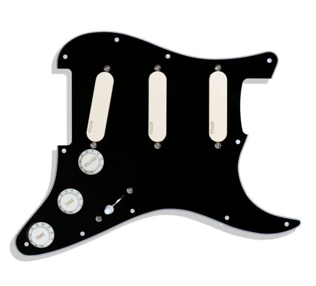 EMG - DG20 David Gilmour Signature Pre-Wired Pickguard - Black w/ White Pickups 
