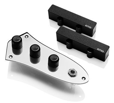 EMG - 4-String Bass Guitar Pickup - Ceramic Bar Jazz Bass System with Prewired Control Plate  V/V/T - Black