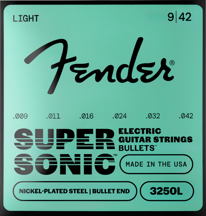 Fender - Super Bullet Electric Guitar String Set - Nickel Plated Steel - Bullet End, 3250L Gauges .009-.042