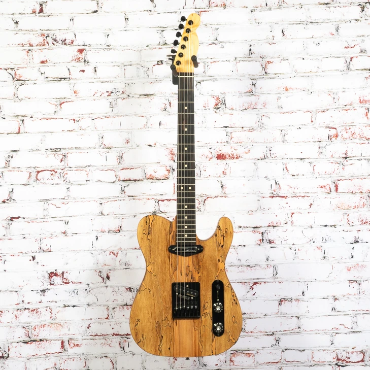 Unbranded - T Style Electric Guitar - Spalted Maple Natural Gloss with Warmoth Neck and Noiseless Pups - w/ Bag USED