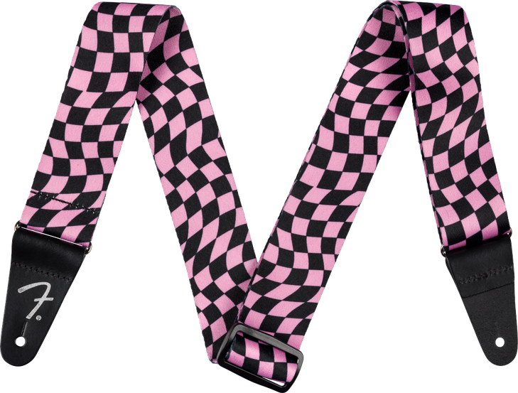 Fender - Wavy Checkerboard Polyester Guitar Strap - Pink