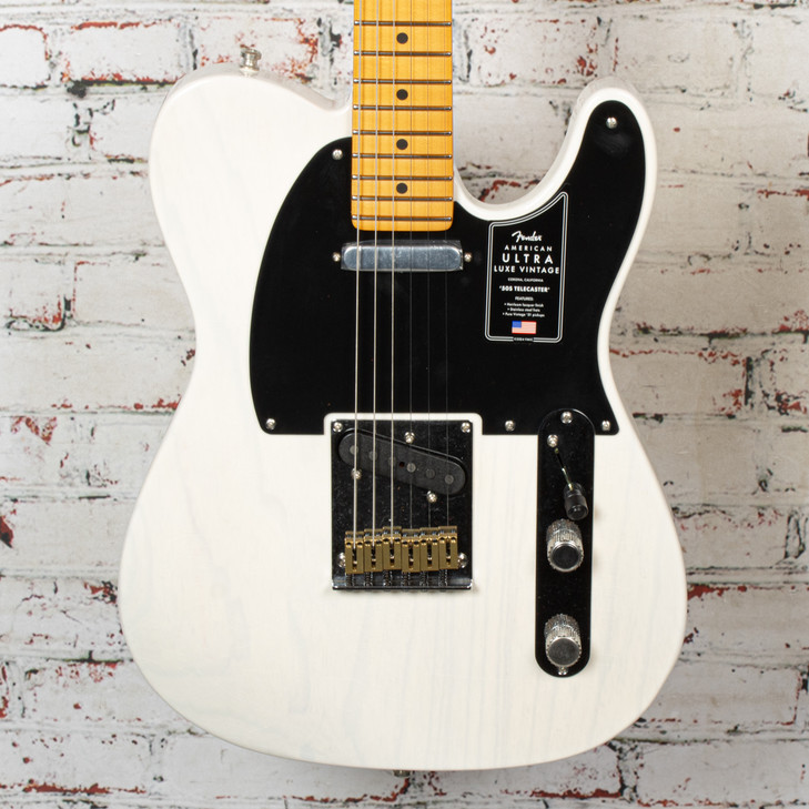 Fender - American Ultra Luxe '50s Telecaster Electric Guitar w/ Maple Fingerboard - White Blonde - w/ Hardshell Case