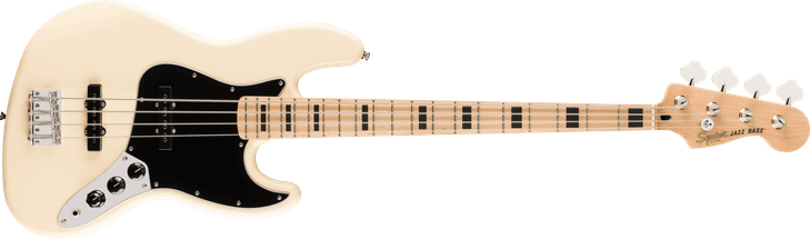 Squier Affinity Series Active Jazz Bass Maple FB Black Pickguard Olympic White