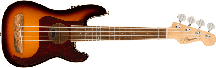 Fender Fullerton Precision Bass Uke Walnut FB Tortoiseshell Pickguard 3-Color Sunburst