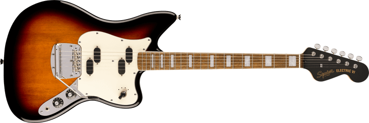 Squier Paranormal Electric VI Laurel FB Parchment Pickguard 3-Color Sunburst