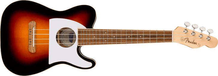 Fender Fullerton Tele Uke Walnut FB White Pickguard 2-Color Sunburst