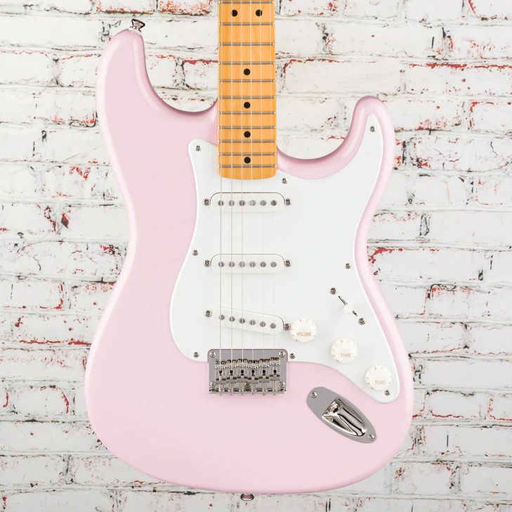 Squier Classic Vibe '50s Stratocaster HT Maple FB Parchment Pickguard Shell Pink