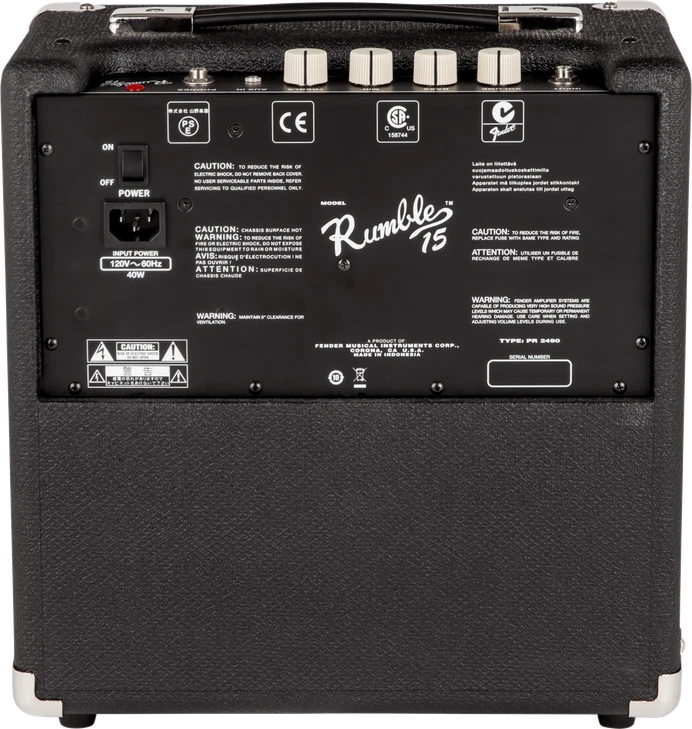 Fender Rumble 15 (V3) Black and Silver 120V