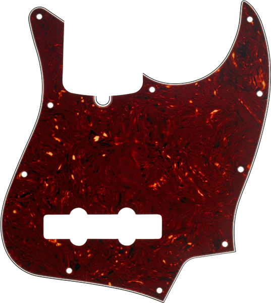 Fender Pickguard Jazz Bass 10-Hole Mount (with Truss Rod Notch) Brown Tortoise Shell 4-Ply