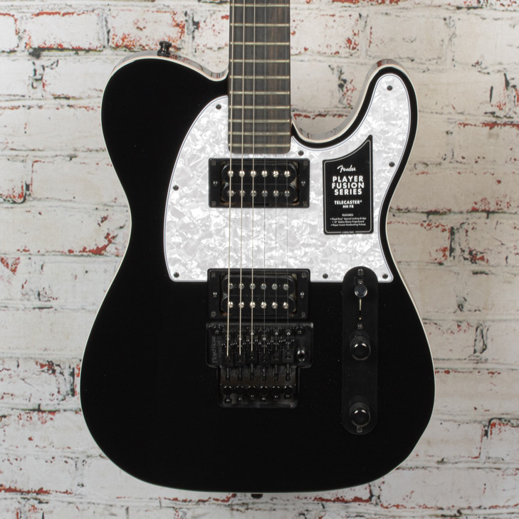 Fender - Limited Edition Player Fusion Telecaster HH - Electric Guitar w/ Floyd Rose - Ebony Fingerboard - Black - w/ Deluxe Gigbag