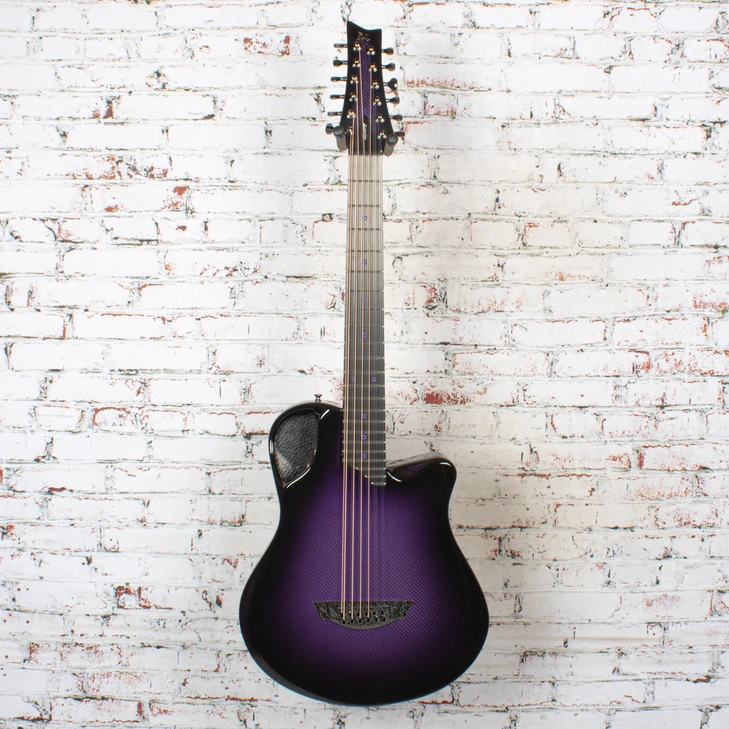 Emerald - X10 Slimline 12-String Electric/Acoustic Guitar Carbon Fiber Purple w/OHSC - USED