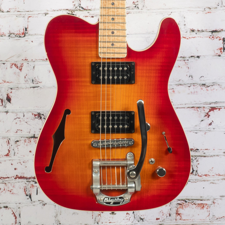 G&L 2008 ASAT Deluxe Custom Shop Semi-Hollowbody Electric Guitar Cherry Sunburst with OHSC USED