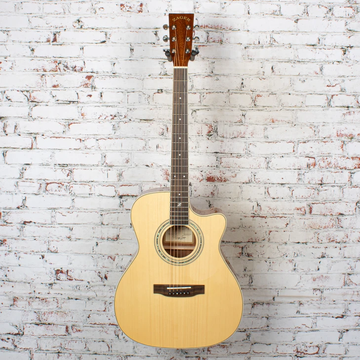 Zager - ZAD-50CEOM-NA Single-Cut Acoustic-Electric Guitar Natural with OHSC - USED