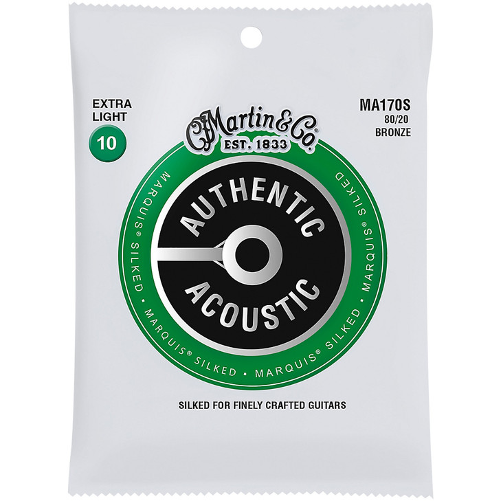 Martin MA170S Authentic Acoustic Marquis Silked 80/20 Bronze Guitar Strings - .010-.047 Extra Light