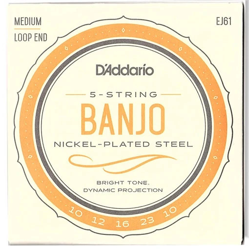 D'addario EJ61 Nickel Plated Steel Banjo Strings Medium Gauge