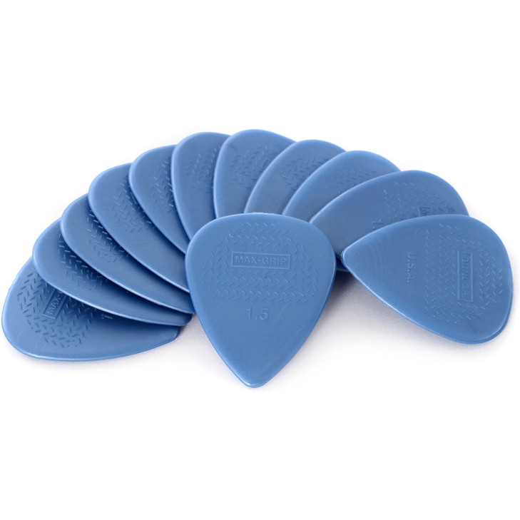 Dunlop - 449P1.5 - Max-Grip Nylon Standard Guitar Picks - 1.5mm - 12 Pack - Blue (449P1.5)