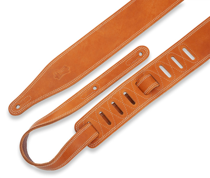 Levy's M17BDS-TAN Butter Double Stitch 2.5-inch Wide Garment Leather Guitar Strap