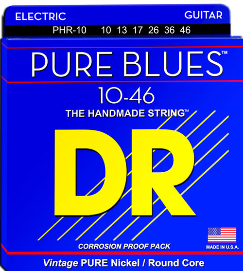 DR Strings Pure Blues PHR-10 Pure Nickel Electric Guitar Strings 10-46