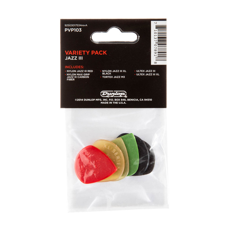 Dunlop Guitar Pick Variety Pack PVP103 Jazz III