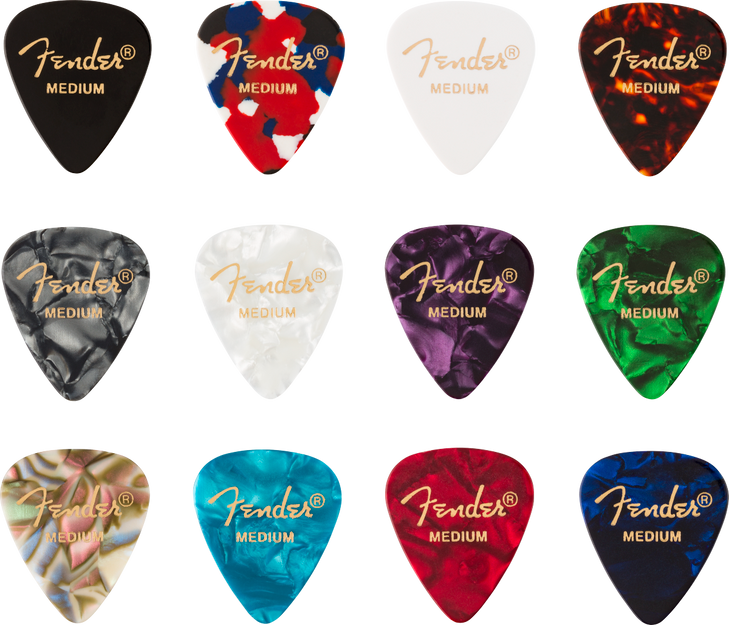 Fender - Celluloid Medley Guitar Picks - 351 Shape - Medium - Pack of 12