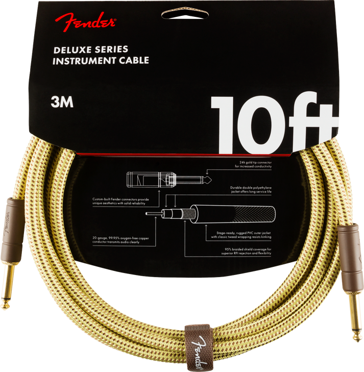 Fender - Deluxe Series Instrument Cable - Straight/Straight -  10' - Tweed