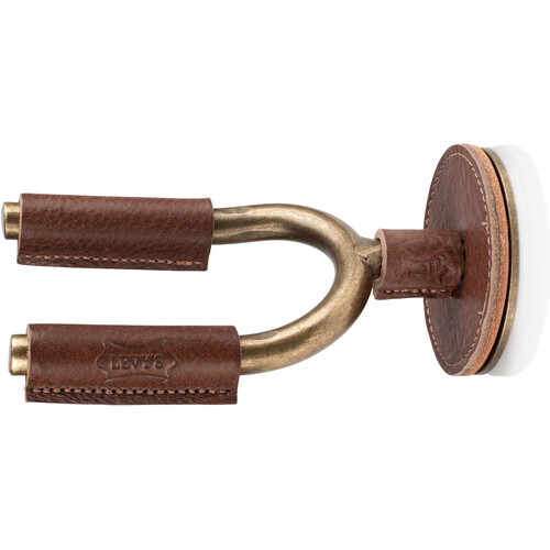 LEVY'S Brass Forged Guitar Hanger w/ Brown Leather