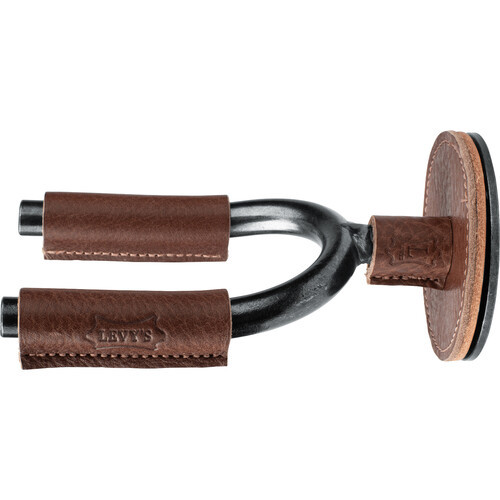 LEVY'S Smoke Forged Guitar Hanger w/ Brown Leather