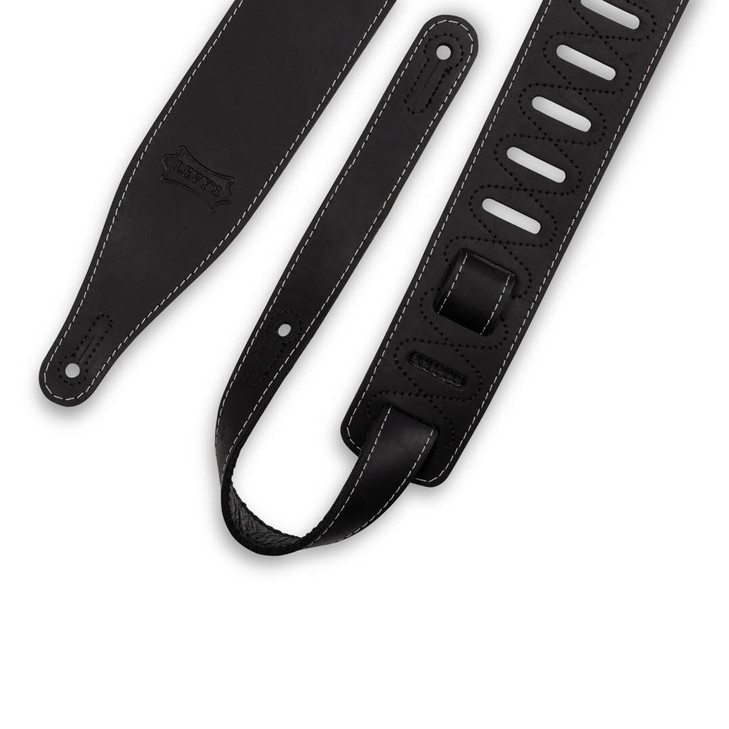 Levy's 2.5" Pull-Up Butter Leather Guitar Strap - Black