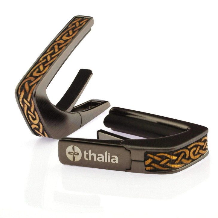 Thalia Hawaiian Koa Celtic Knot | Deluxe Capo - Black Chrome