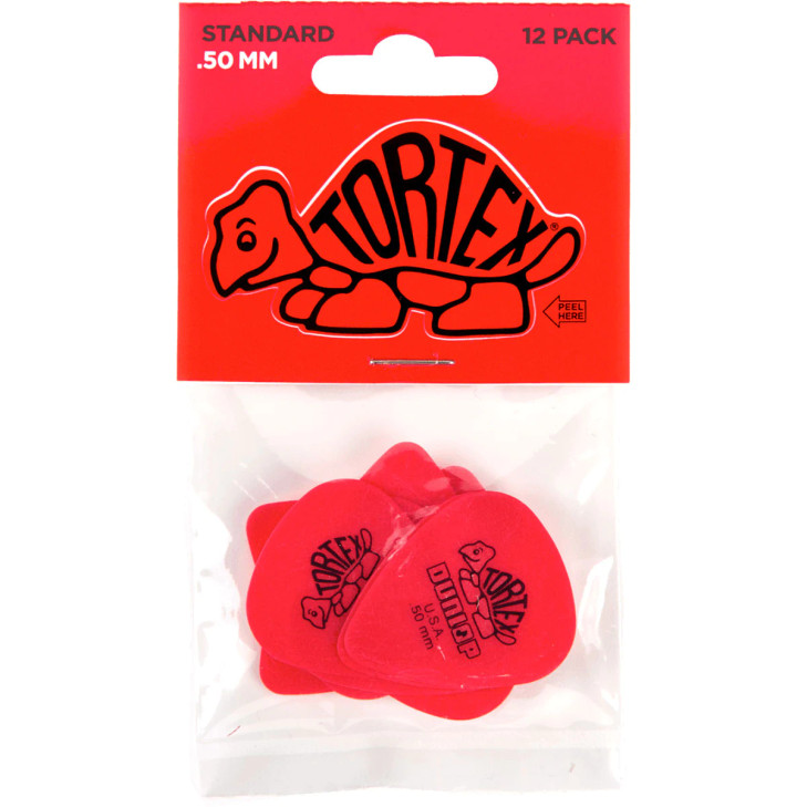 Dunlop Tortex - Standard Guitar Picks - .50mm - Pack of 12 - Red