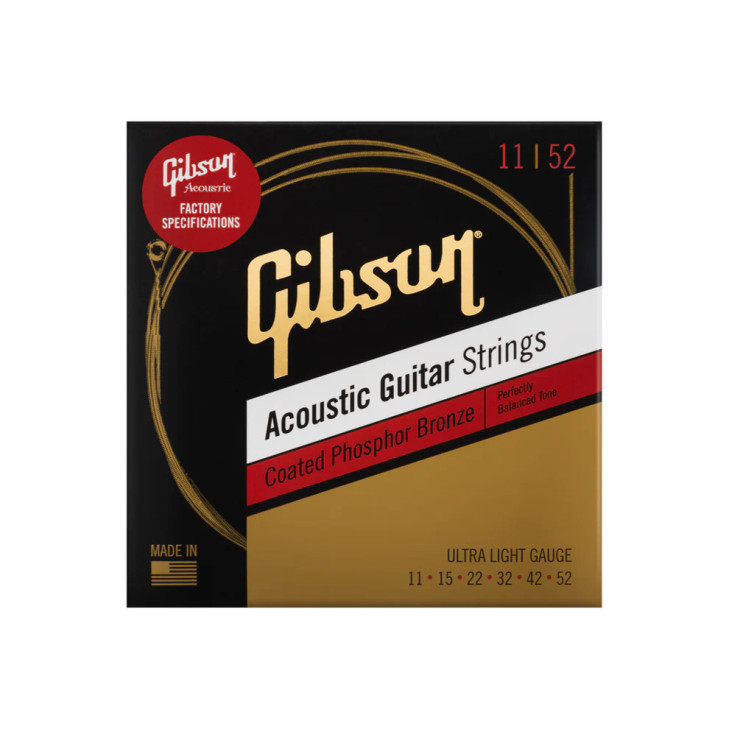 Gibson - SAG-CPB11 Coated Phosphor Bronze - Acoustic Guitar String Set - Ultra-Light - 11-52
