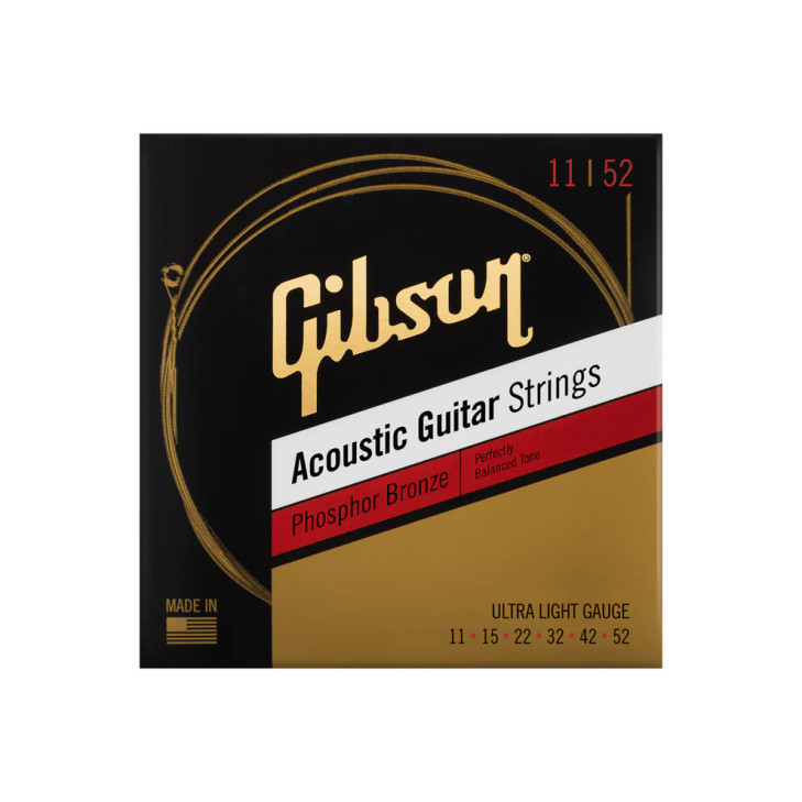 Gibson - SAG-PB11 Phosphor Bronze - Acoustic Guitar String Set - Ultra-Light - 11-52