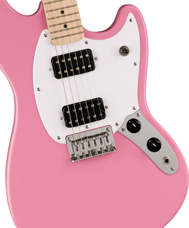Squier - Squier Sonic Mustang HH - Electric Guitar - Maple Fingerboard - Flash Pink w/ White Pickguard
