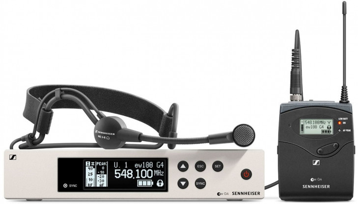 Sennheiser ew 100 G4-ME3 Wireless Headmic Set, Bodypack Transmitter, ME 3 Cardioid Headset Microphone, A1: 470 - 516 MHz