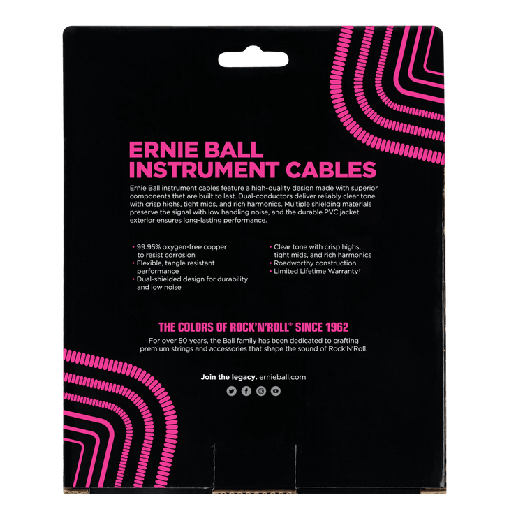 Ernie Ball Coiled Instrument Cable Straight/Straight 30ft - Black