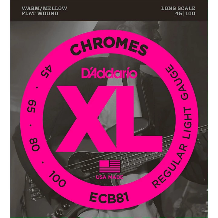 D'addario ECB81M 45-100 Regular Light, Medium Scale, XL Chromes Bass