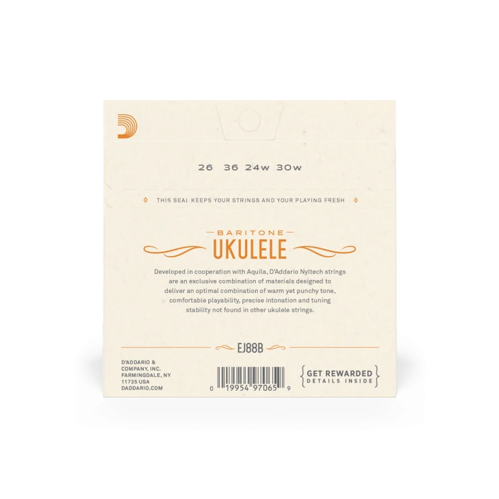 D'addario EJ88B EJ88B Nyltech Ukulele Strings, Baritone