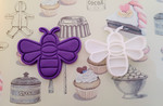 Bee cookie cutter and embosser, type2, fondant stamp, 3D Printed