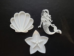 Mermaid, Seashell and Starfish cookie cutter fondant embosser set