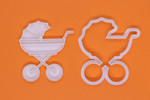Baby Pram cookie cutter and embosser, fondant stamp