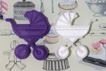Baby Pram cookie cutter and embosser, fondant stamp