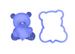 Teddy Bear with Heart cookie cutter, Valentine's Day cookie stamp
